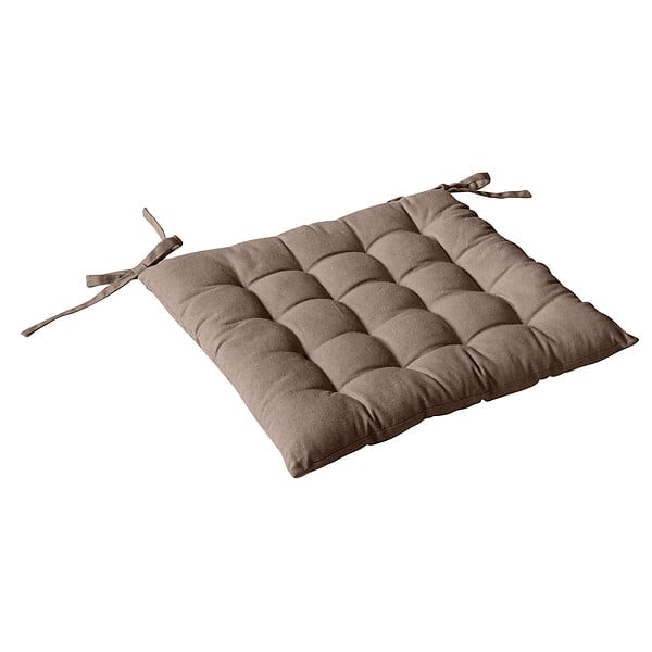 C MA DECO - Galette de chaise plate avec nouettes 40x40x2cm vison - large