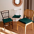 C MA DECO - Galette de chaise avec nouettes - Vert foncé - 40x40x2cm - vignette