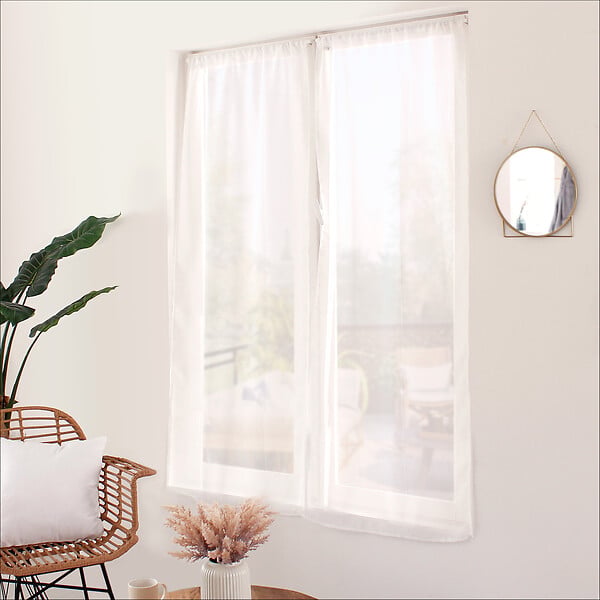 C MA DECO - Paire de voilage finition droite - Blanc - L.160xl.70cm - large