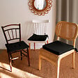 C MA DECO - Galette de chaise avec nouettes - Piquée 16 points - Noir - 38x38cm - vignette