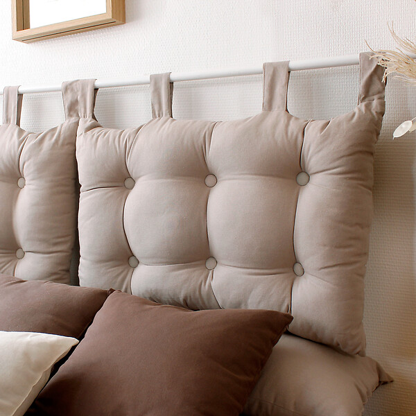 C MA DECO - Tête de lit en coton à pattes boutonnées - Naturel - 70x45cm - large