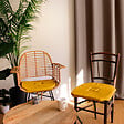 C MA DECO - Galette de chaise avec rabats et nouettes 40x40x2cm moutarde - vignette