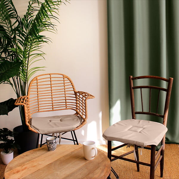 C MA DECO - Galette de chaise octogonale à nouettes 40x40cm naturelle - large
