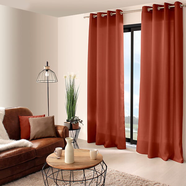 C MA DECO - Rideau 100% Polyester - Œillets - Terre cuite - 140x240cm - large