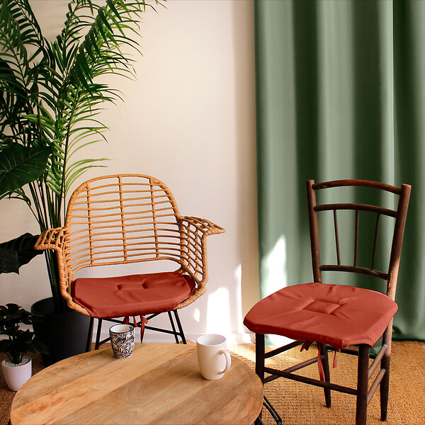 C MA DECO - Galette chaise avec rabats - Terre cuite - L.40xl.40xEp.2cm - large