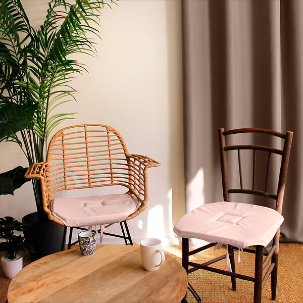 C MA DECO - Galette de chaise avec nouettes - Vieux rose - 40x40x2cm - large