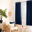 C MA DECO - Rideau occultant 8 œillets 140x180cm bleu marine - vignette