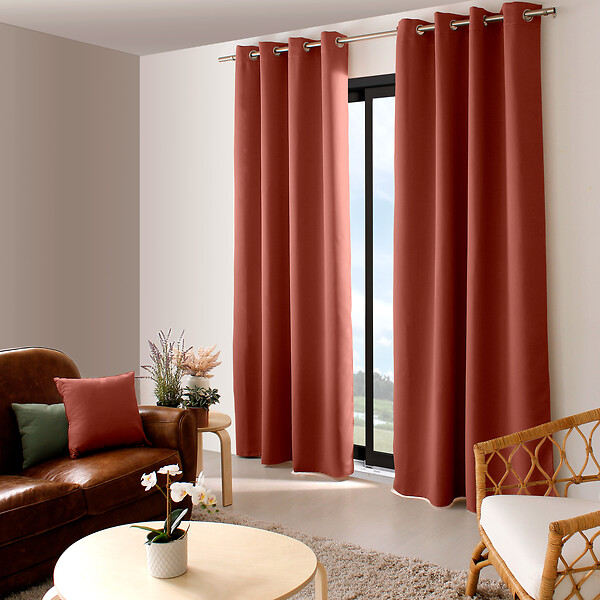 C MA DECO - Rideau occultant 8 oeillets - Terre Cuite - L.140xH.240cm - large