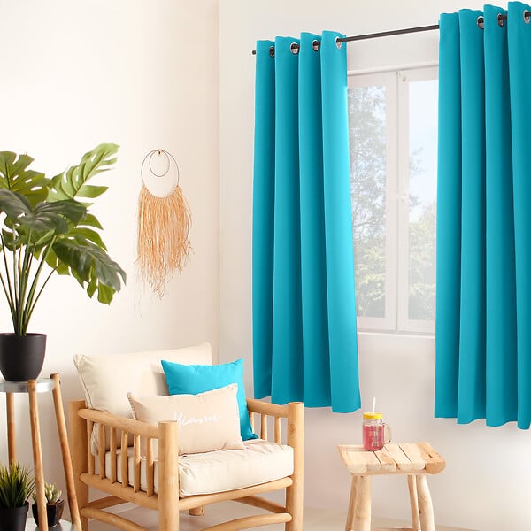 C MA DECO - Rideau occultant 8 œillets - Turquoise - 140x180cm - large