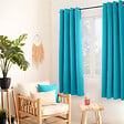 C MA DECO - Rideau occultant 8 œillets - Turquoise - 140x180cm - vignette