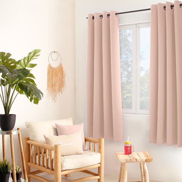 C MA DECO - Rideau occultant 8 oeillets 140x180cm vieux rose - large