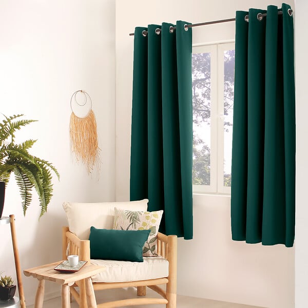 C MA DECO - Rideau occultant 8 oeillets 140x180cm vert foncé - large
