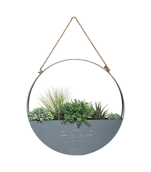 ATMOSPHERA - Plantes vertes artificielles dans Suspension en Métal Gris - large
