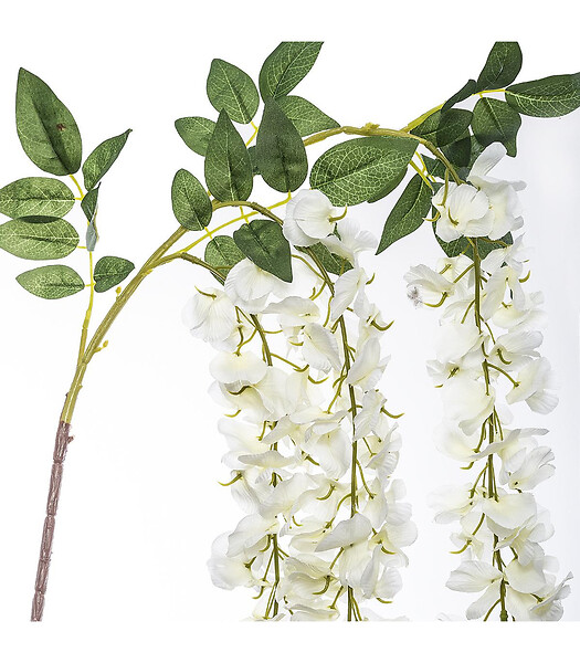 ATMOSPHERA - Tige artificielle 3 Glycine Blanche H 130 cm - large