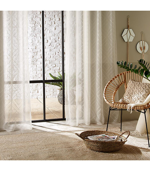 ATMOSPHERA - Voilage à œillets Blanc motif en relief brodé 140 x 240 cm - large
