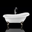 ROGIER & MOTHES - Baignoire sur pieds rétro RICHMOND Blanche 155 cm Pieds d'Aigle Bronze jaune vieilli - vignette