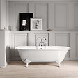 ROGIER & MOTHES - Baignoire sur pieds rétro en fonte PLYMOUTH Blanche 153 cm Pieds blancs - vignette