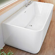 SANYCCES - Baignoire design semi-îlot rectangulaire TRENTO MURO blanche 175 cm  Robinetterie et perçage - vignette