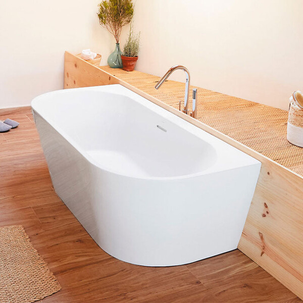 SANYCCES - Baignoire design semi-îlot ovale TORINO MURO blanche 170 cm - large