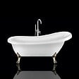 ROGIER & MOTHES - Baignoire sur pieds rétro RICHMOND Blanche 171 cm Pieds de Lion Bronze jaune vieilli - vignette
