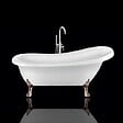 ROGIER & MOTHES - Baignoire sur pieds rétro RICHMOND Blanche 155 cm Pieds de Lion Cuivre rouge vieilli - vignette