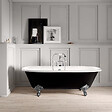 ROGIER & MOTHES - Baignoire sur pieds rétro en fonte PLYMOUTH Noire 170 cm Pieds chromés - vignette