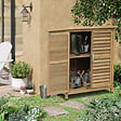 OUTSUNNY - Armoire de jardin abri jardin remise pour outils sur pied dim. 87L x 46l x 96H cm étagère portes persiennes toit bitumé bois sapin autoclave vert - vignette