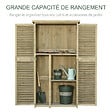 OUTSUNNY - Armoire de jardin abri jardin remise pour outils sur pied dim. 79L x 42l x 160H cm 2 étagères portes persiennes toit bitumé étanche bois pin autoclave gris - vignette