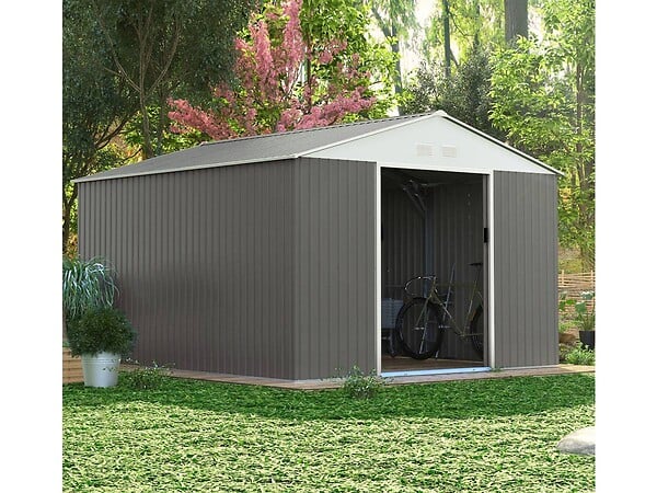 HABITAT ET JARDIN - Abri de jardin métal "Dallas" 12,99 m² avec abri bûche - large