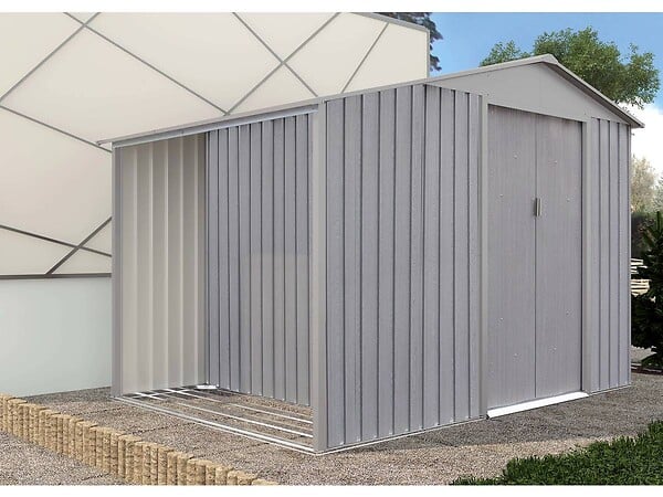 HABITAT ET JARDIN - Abri jardin métal + Bucher "Bois vieilli 9163" - 5,31m² - 278 x 191 x 195 cm - large
