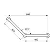 DELABIE - Barre Dappui Coudée 135° En Inox Poli Brillant Ultrapolish Ø32 400x400 À 3 Points De Fixation - vignette