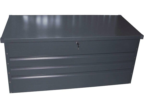 HABITAT ET JARDIN - Coffre de jardin métal - 400L - 132 x 61 x 62 cm - Anthracite - large