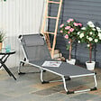 OUTSUNNY - Bain de soleil transat pliable grand confort dossier réglable multi-position tétière alu. textilène gris - vignette