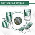 OUTSUNNY - Lot de 2 chaise longue bain de soleil adjustable pliable transat lit de jardin en acier vert + blanc - vignette