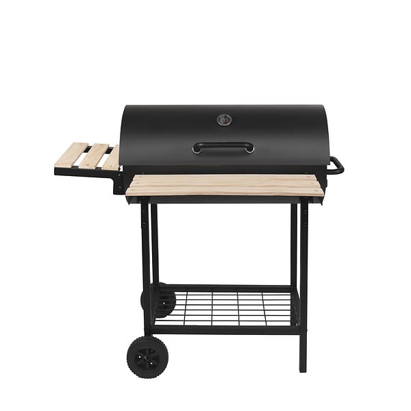 RED DECO - Barbecue fumoir au charbon de bois KENTUCKY Noir Acier inoxydable - large