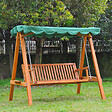 OUTSUNNY - Balancelle de jardin 3 places 2 tablettes support 1,95L x 1,3l x 1,85H m charge max. 360 Kg bois de pin vert - vignette