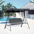 OUTSUNNY - Balancelle de jardin 3 places grand confort toit imperméabilisé inclinaison réglable assise et dossier ergonomique acier textilène gris - vignette