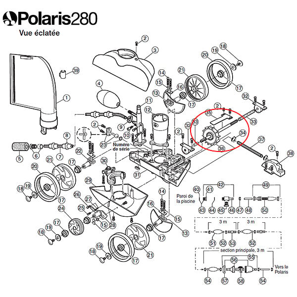 POLARIS - Poulie D'entraînement Et Arbre Moteur Pour Polaris 180/280 - C86 - large