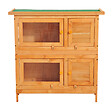 PAWHUT - Clapier à lapin cage à lapin double niveau plateaux coulissants 4 portes verrouillables toit ouvrant 90L x 45l x 90H cm - vignette