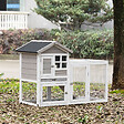 PAWHUT - Clapier cage à lapins cottage - niche supérieure avec rampe et enclos extérieur - plateau excrément, toit bitumé, 4 portes verrouillables - bois sapin blanc gris - vignette