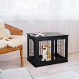 PAWHUT - Cage pour chien animaux cage en bois MDF classe E1 3 portes verrouillables max. 30 Kg dim. 81L x 58l x 66H cm noir - vignette