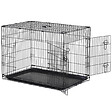 PAWHUT - Cage caisse de transport pliante pour chien en métal noir 91 x 61 x 67 cm - vignette