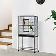 PAWHUT - PawHut Cage à Oiseaux Portable avec 4 Mangeoires et 4 Perchoirs Pratique 81 x 48 x 163 cm Noir et Gris - vignette
