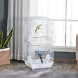 PAWHUT - Cage à oiseaux volière avec mangeoires perchoirs plateau amovible 2 portes dim. 46,5L x 35,5l x 92H cm métal blanc - vignette