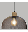 ATMOSPHERA - Luminaire Suspension en Métal Noir et Bois D 30 cm - vignette