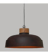 ATMOSPHERA - Luminaire Suspension en Métal aspect vieilli et Bois de Manguier D 57 cm - vignette