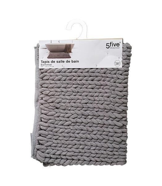 5 FIVE SIMPLY SMART - Tapis de Salle de Bain épais Uni Gris 50 x 75 cm - large