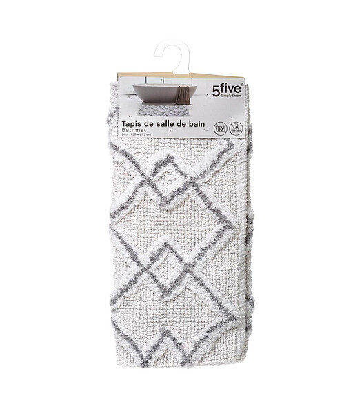 5 FIVE SIMPLY SMART - Tapis de salle de Bain en Coton déco Ethnique Gris 50 x 75 cm - large