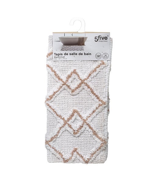 5 FIVE SIMPLY SMART - Tapis de salle de bain en Coton Taupe 50 x 75 cm - large