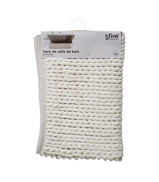 5 FIVE SIMPLY SMART - Tapis de Salle de Bain épais Uni Blanc 50 x 75 cm - large